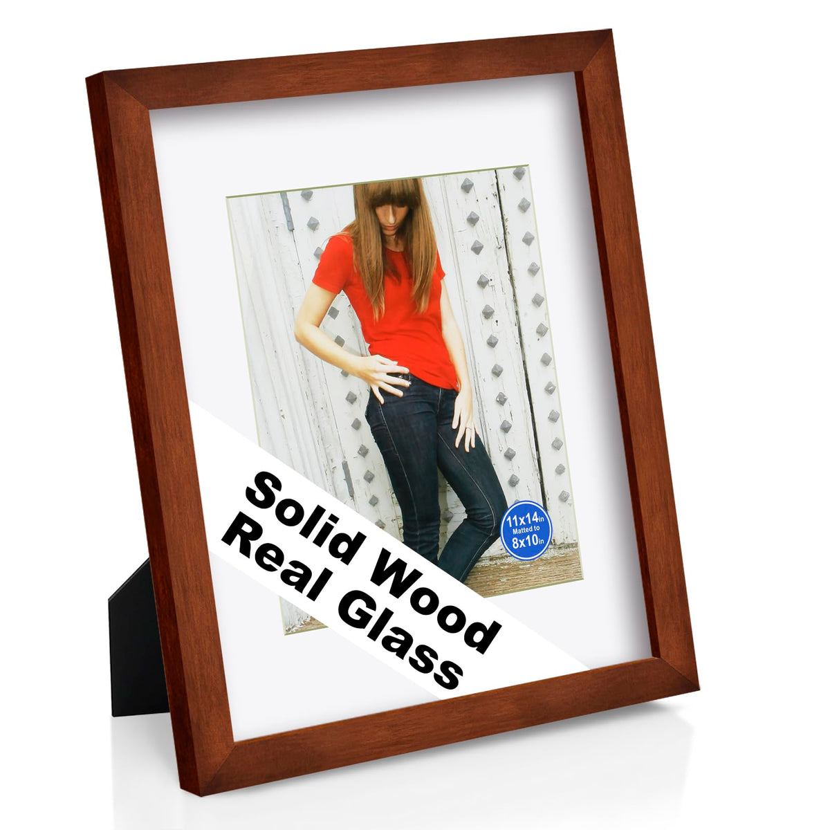 RPJC 11x14 Solid Wood Picture Frame Real Glass Cover Black