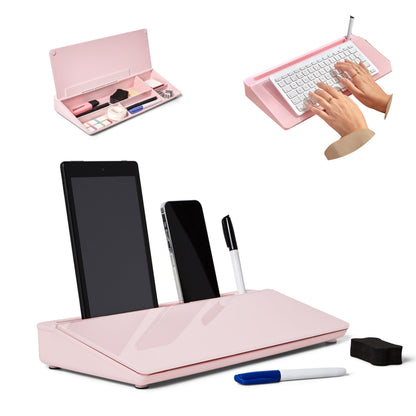 GAROOD Desktop Dry Erase Board with Storage (Black Base) Desk White Board Desk Board Glass Desktop White Board with Stand Home Office Organizer Phone Holder 15.8X7X2 inches