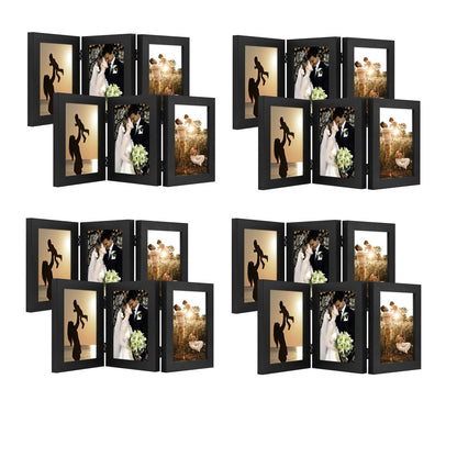 Golden State Art, 5x7 Triple Picture Frame Black- Real Glass, 1 Pack