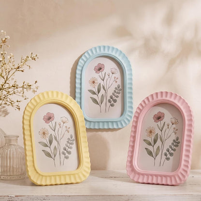 AceOrbit 3 Pcs 4x6 Inch Petal Arched Picture Frame Cute Scalloped