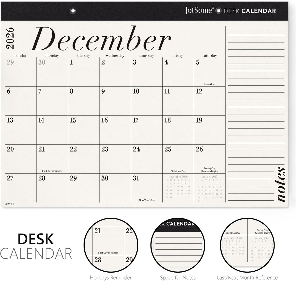 Jotsome Desk Calendar 2026-2027, Large Monthly Desktop Calendar 17"x12"