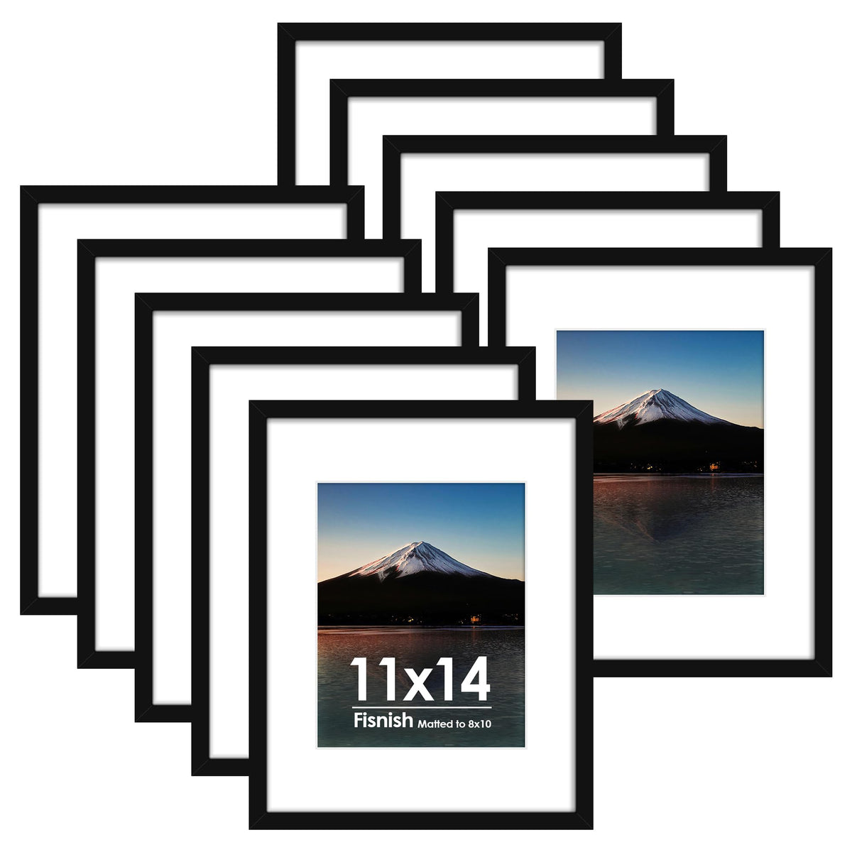12x12 Picture Frame Sef of 10, for Wall Gallery Decor, Black