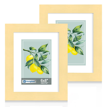 Hongkee 8x11 Picture Frame Set of 2, Real Glass, Rustic Brown Wood Frame