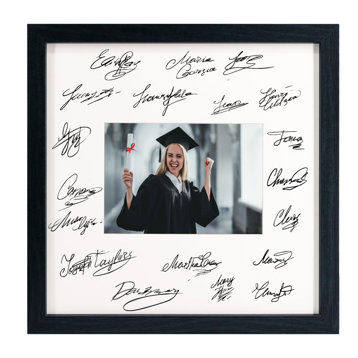 GarduationMall 11x14 Signature Picture Frame Holds 5x7 Photo with White Mat for Wedding Graduation | Wall or Tabletop Display