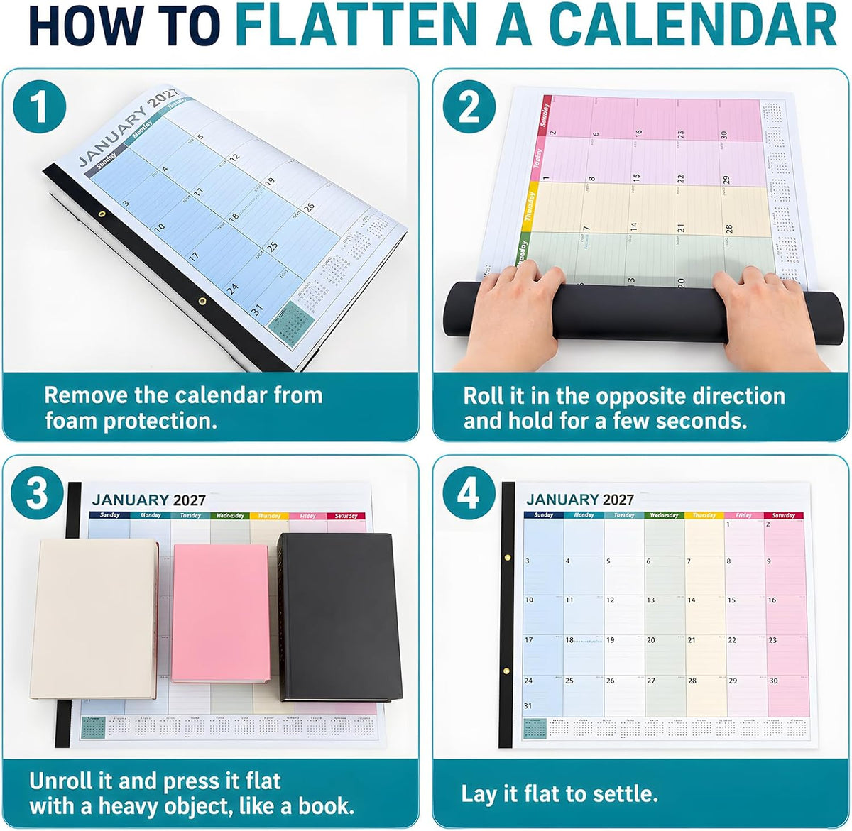 Large Desk Calendar 2026-2027 - 18-Month Jul 2026 - Dec 2027, 22x17in