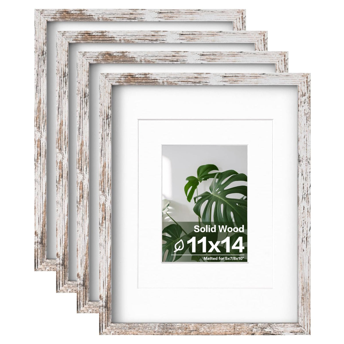 Egofine 8x10 Picture Frames Set of 4, Made of Solid Wood Covered by Plexiglass 4x6 and 5x7 with Mat or 8x10 without Mat, for Table Top Display and Wall Mounting Photo Frame Black