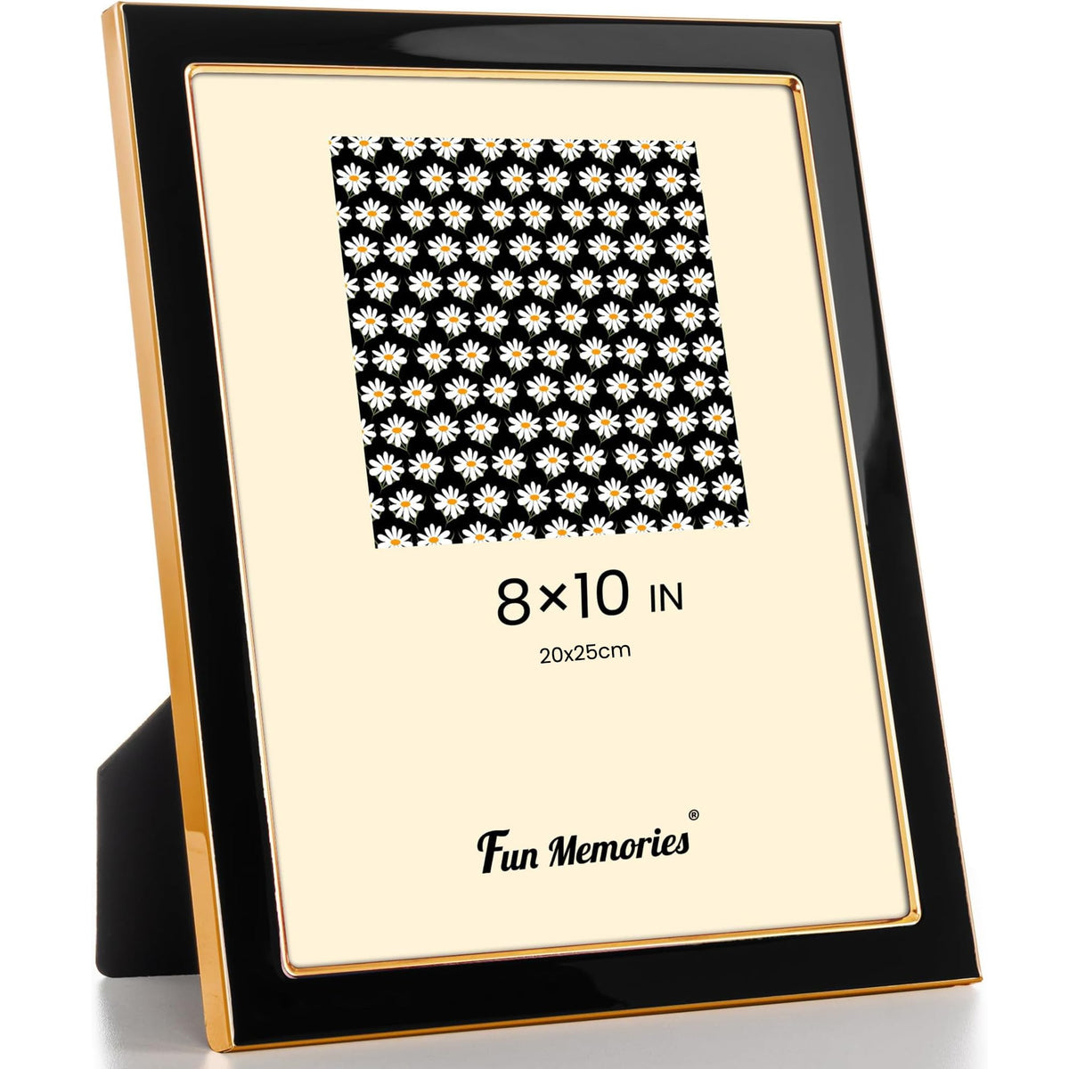 Fun Memories 4x6 Enamel Picture Frame with HD-Tempered Glass, Gold Metal Edge with Easel, Vertical & Horizontal Display, Wall and Tabletop Display Family Photo Gallery (White Enamel,1P)