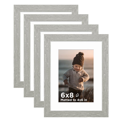 KINLINK 5x7 Picture Frames, Mix Color Photo Frames with Plexiglass for Picture 4x6 with Mat or 5x7 without Mat, Composite Wood Picture Frames for Table Top and Wall Mounting, Set of 4