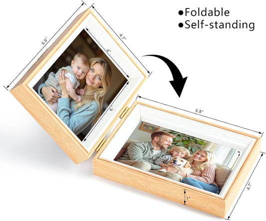 4x6 Double Hinged Picture Frame,College Photo Standing Display, PS02-WGD6