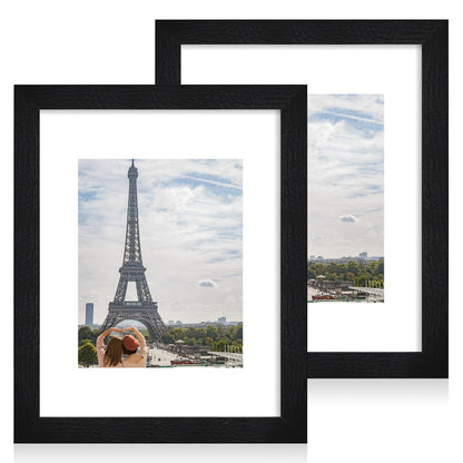 Hongkee 8x11 Picture Frame Set of 2, Real Glass, Rustic Brown Wood Frame