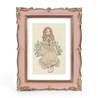 PHAREGE Vintage Picture Frame with Mat for 5x7 Photo, Retro Green Gold