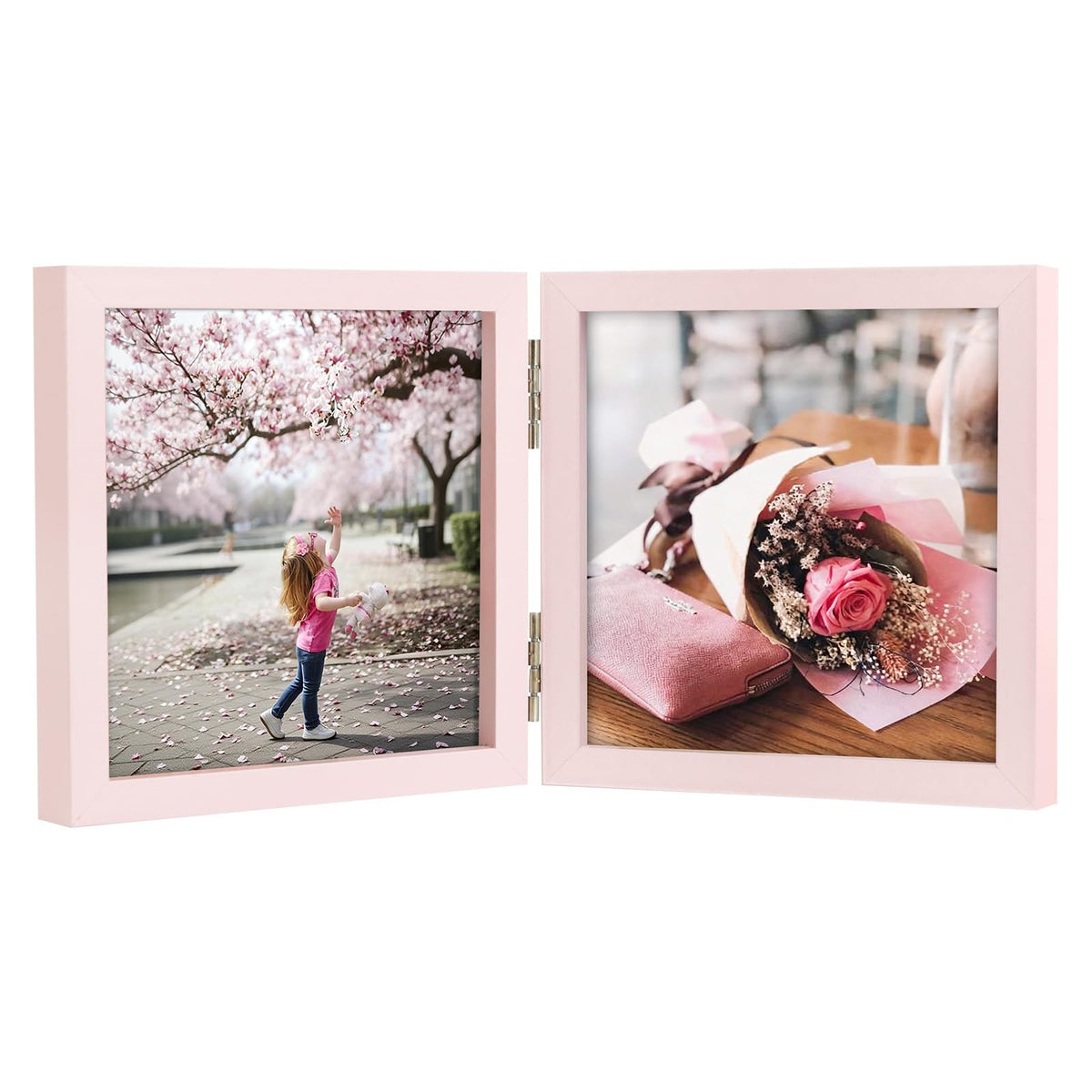5x7 Double Picture Frame Tabletop Display for Photos Pink