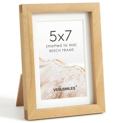 4x6 Picture Frame, USA-Sourced Natural Maple Wood Photo Collage Frame with HD Tempered Glass, Modern Simple 4 x 6 Wooden Frame Matted to 3.5x5, Gallery Wall Frames for Art, Wall or Tabletop Display