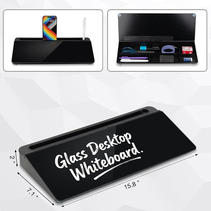 Glass Desktop Whiteboard, 15.8×7" Basic Black