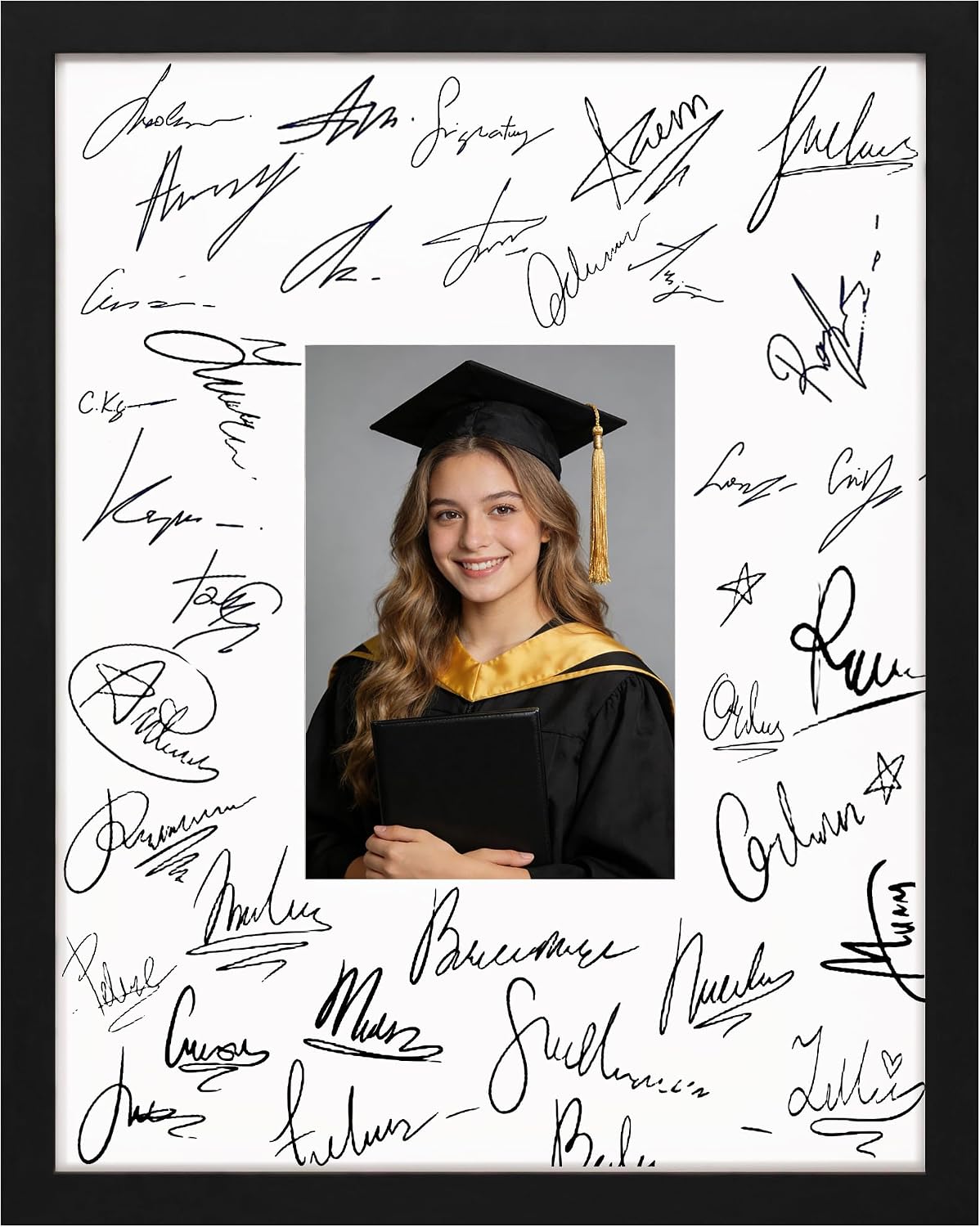 eletecpro 11x14 Signable Picture Frame with Clear Acrylic Cover, Signature Photo Frame with Mat Display 5x7 Photo for Tabletop or Wall, Wedding Guest Book Alternative, Graduation Decoration, Black