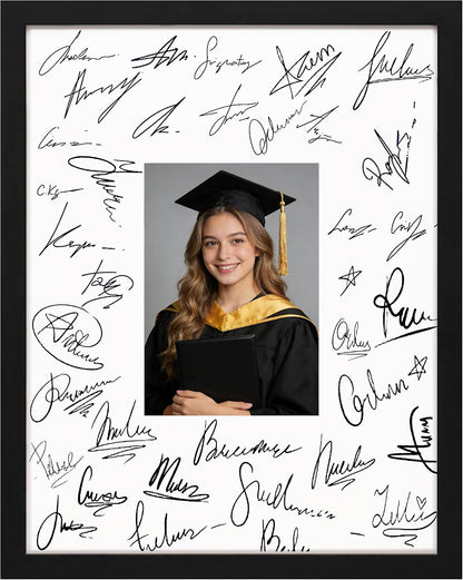 eletecpro 11x14 Signable Picture Frame with Clear Acrylic Cover, Signature Photo Frame with Mat Display 5x7 Photo for Tabletop or Wall, Wedding Guest Book Alternative, Graduation Decoration, Black