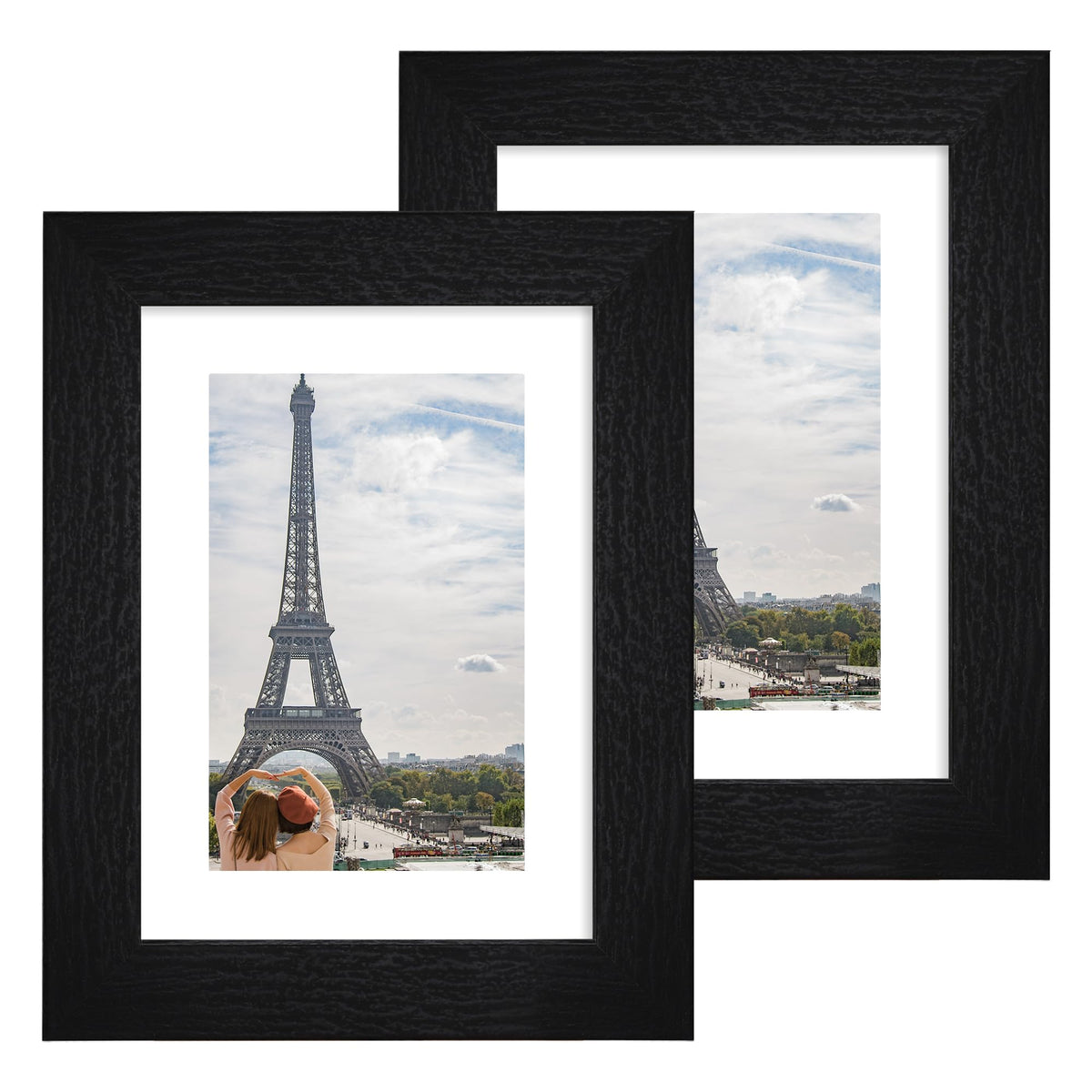 Hongkee 8x11 Picture Frame Set of 2, Real Glass, Rustic Brown Wood Frame