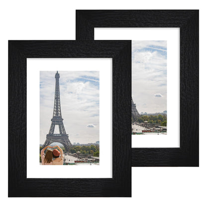Hongkee 8x11 Picture Frame Set of 2, Real Glass, Rustic Brown Wood Frame