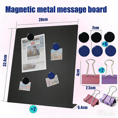 2‑Pack Magnetic Bulletin Board, Metal Stand for Photos Memos Home Office