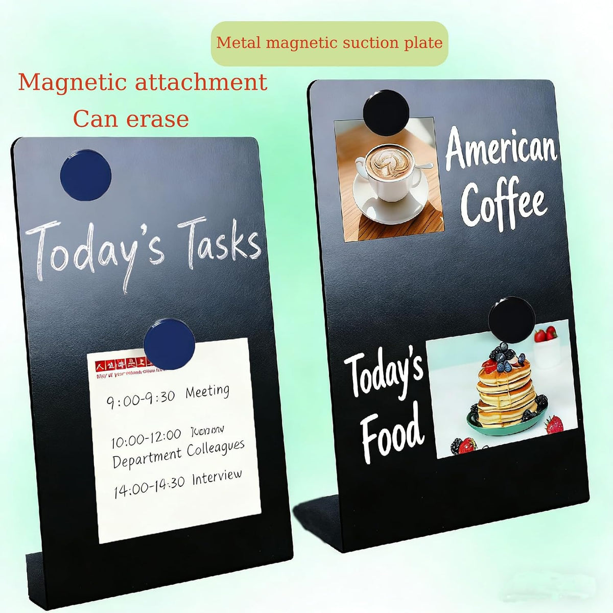 2‑Pack Magnetic Bulletin Board, Metal Stand for Photos Memos Home Office