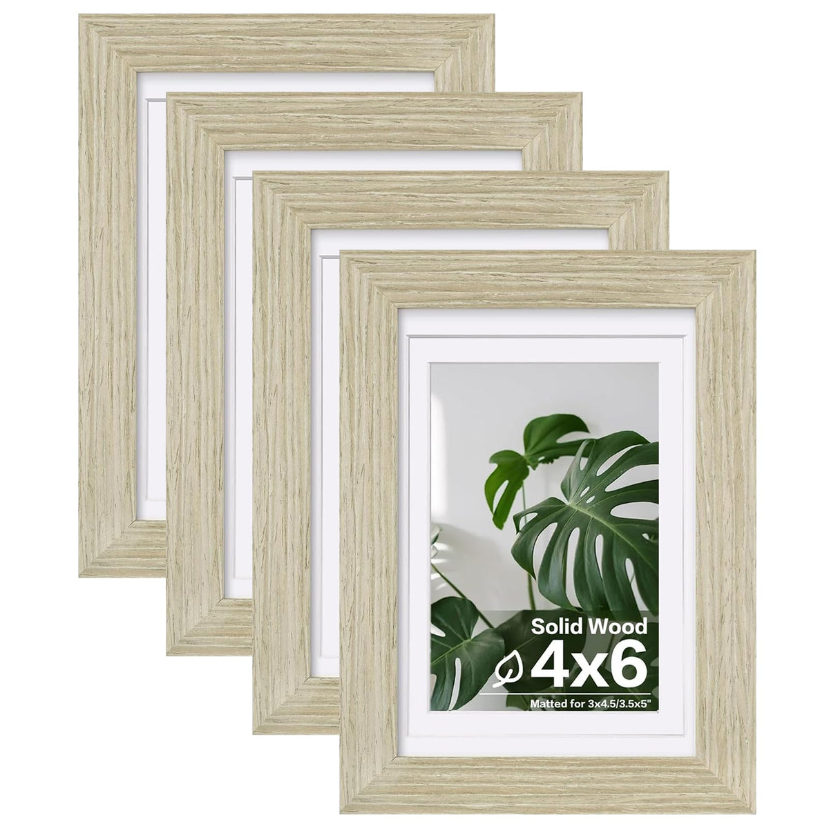 Egofine 8x10 Picture Frames Set of 4, Made of Solid Wood Covered by Plexiglass 4x6 and 5x7 with Mat or 8x10 without Mat, for Table Top Display and Wall Mounting Photo Frame Black