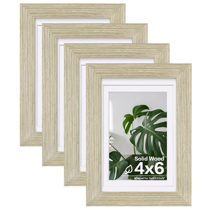 Egofine 8x10 Picture Frames Set of 4, Made of Solid Wood Covered by Plexiglass 4x6 and 5x7 with Mat or 8x10 without Mat, for Table Top Display and Wall Mounting Photo Frame Black