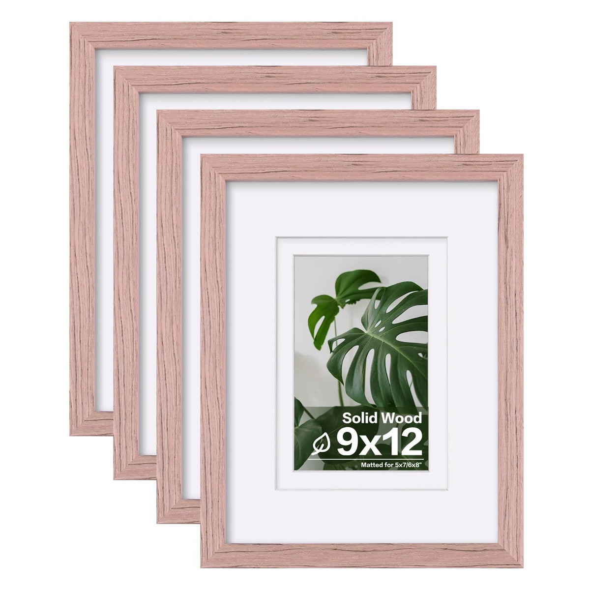 Egofine 8x10 Picture Frames Set of 4, Made of Solid Wood Covered by Plexiglass 4x6 and 5x7 with Mat or 8x10 without Mat, for Table Top Display and Wall Mounting Photo Frame Black