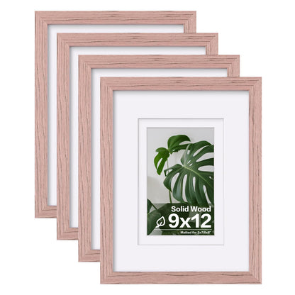 Egofine 8x10 Picture Frames Set of 4, Made of Solid Wood Covered by Plexiglass 4x6 and 5x7 with Mat or 8x10 without Mat, for Table Top Display and Wall Mounting Photo Frame Black