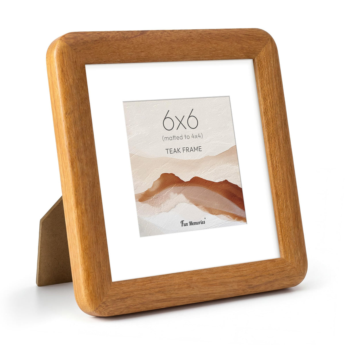 6x6 Picture Frame, USA-Sourced Walnut Wood Photo Frame with Tempered Glass, Handcrafted Rustic Farmhouse Frame for Wall & Tabletop Display, Matted to 4x4