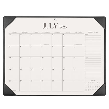Simplified Desk Calendar 2026-2027 with Desktop Mat, Desk Pad Calendar from July 2026 to December 2027, 14 x 11 Inch, Desk Blotter Calendar for Home Office and School, Easy Planning, Black