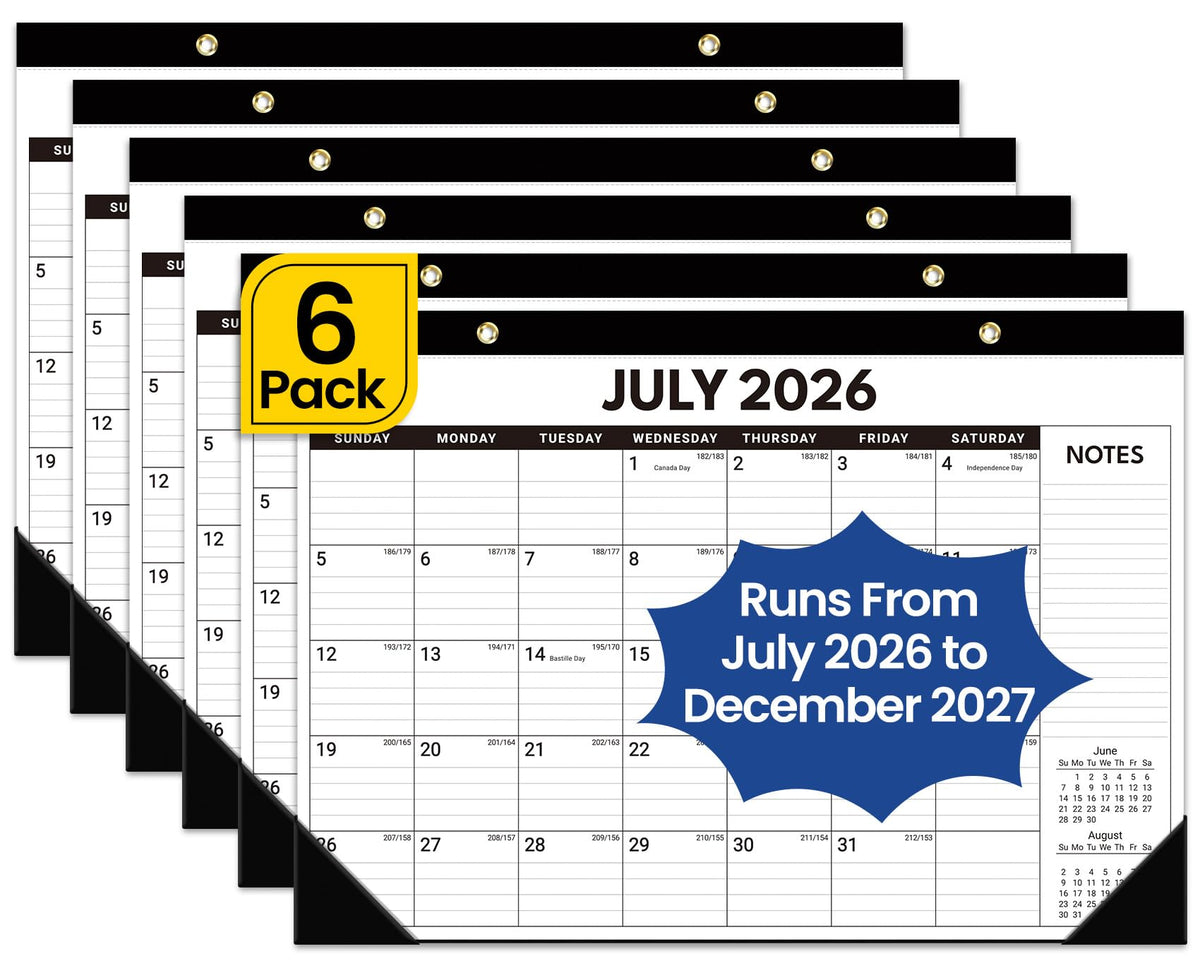 Taja 3 Pack of Desk Calendar 2026-2027, Jul 2026-Dec 2027, 17" x 12"