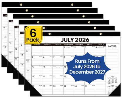 Taja 3 Pack of Desk Calendar 2026-2027, Jul 2026-Dec 2027, 17" x 12"
