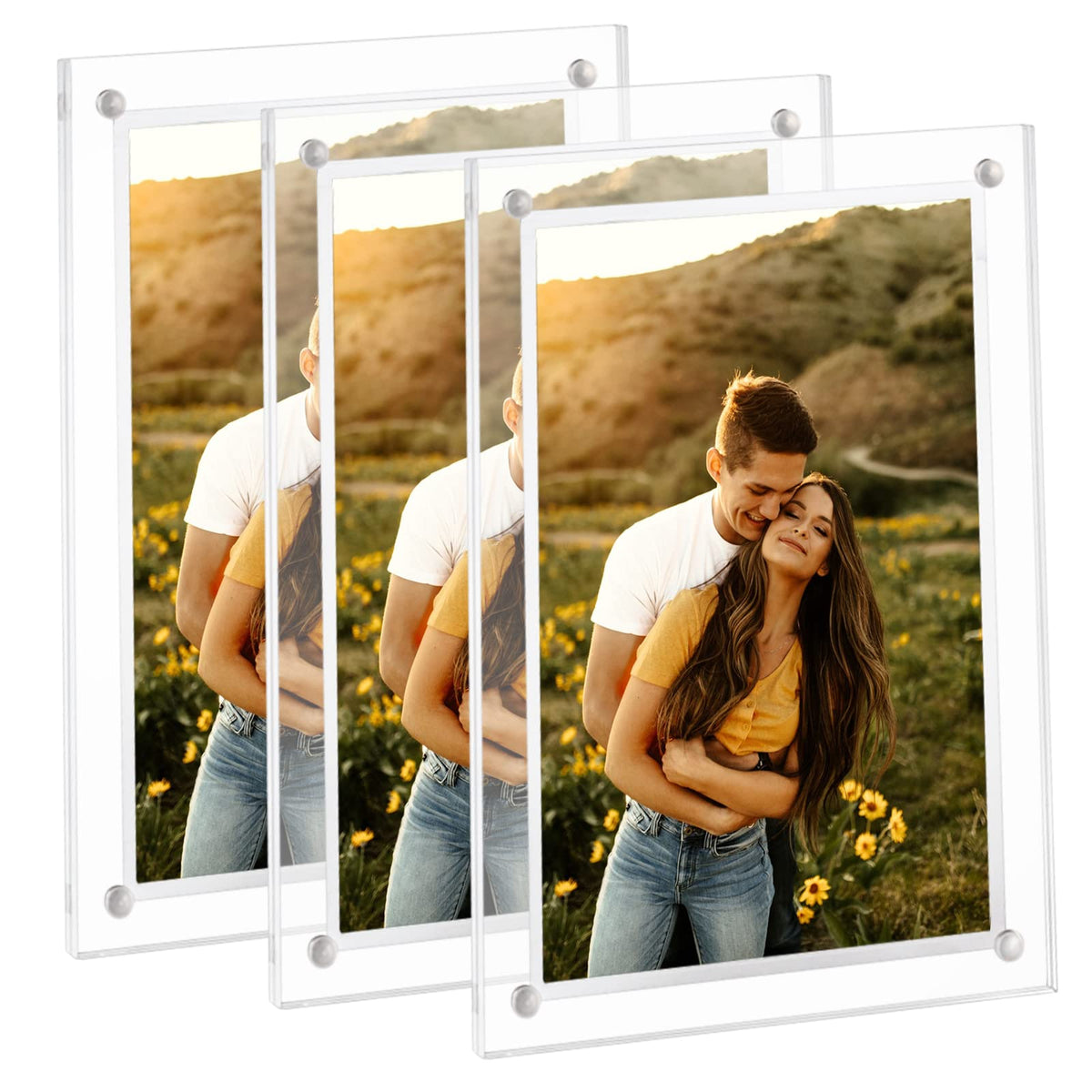 ECOSEAO 6x8 Minimalist Picture Frame Acrylic Glass Photo Frame with Desktop Display Horizontally or Vertically