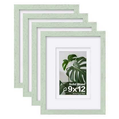 Egofine 8x10 Picture Frames Set of 4, Made of Solid Wood Covered by Plexiglass 4x6 and 5x7 with Mat or 8x10 without Mat, for Table Top Display and Wall Mounting Photo Frame Black