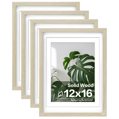 Egofine 8x10 Picture Frames Set of 4, Made of Solid Wood Covered by Plexiglass 4x6 and 5x7 with Mat or 8x10 without Mat, for Table Top Display and Wall Mounting Photo Frame Black