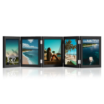 DUENPY 5 Folding 4x6 Accordion Wood Frame Plexiglass Black