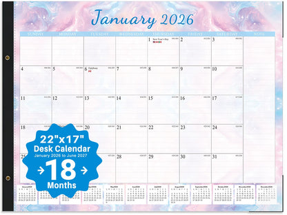 Desk calendar 2026-2027 22"x17" Desk Top Calendar with plastic cover