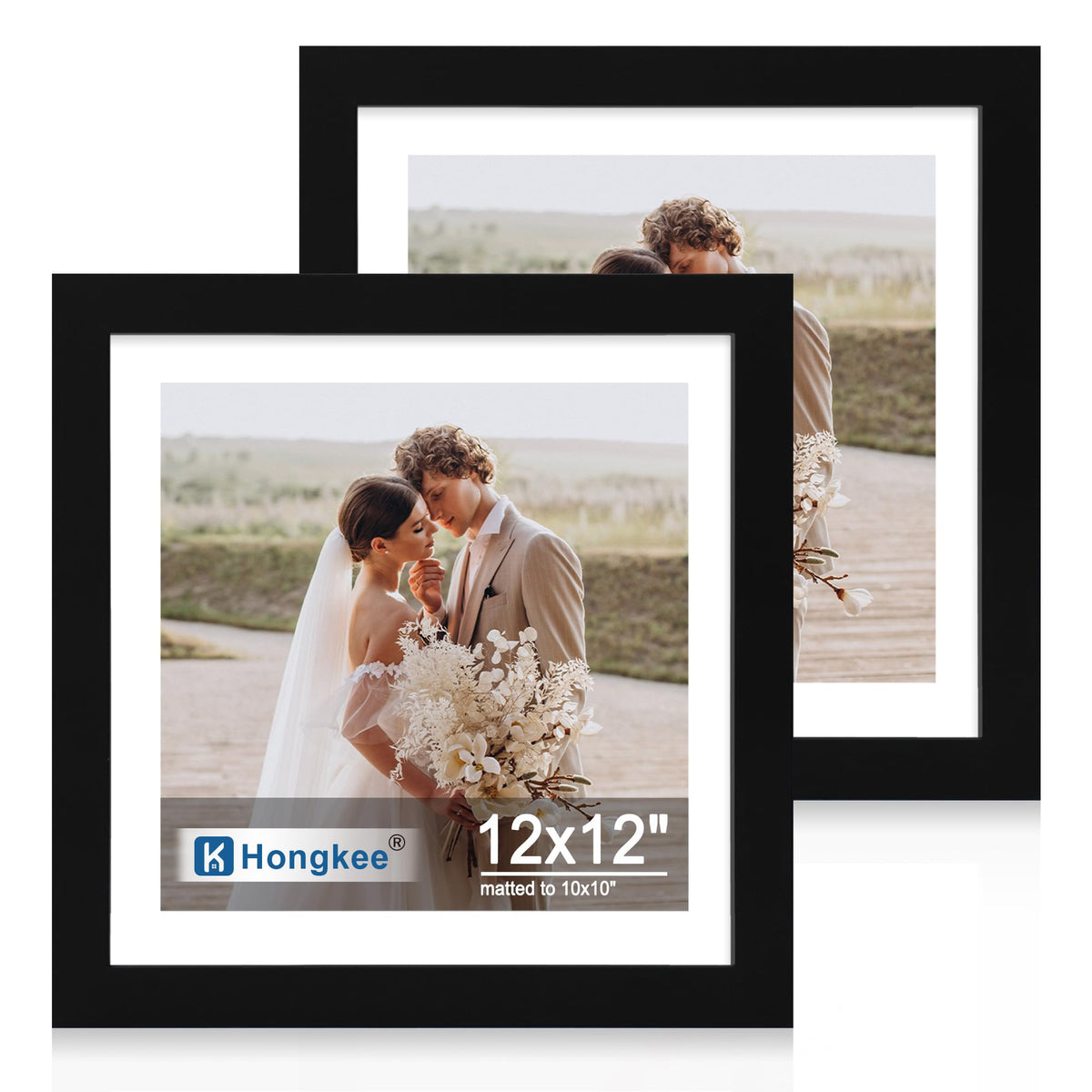 Hongkee 8x11 Picture Frame Set of 2, Real Glass, Rustic Brown Wood Frame