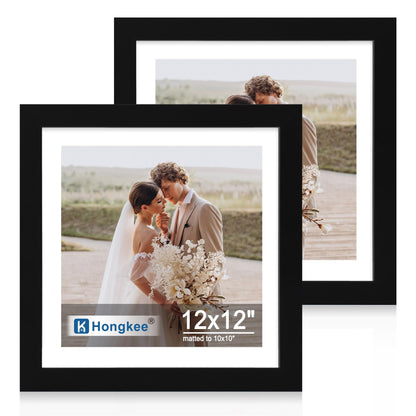 Hongkee 8x11 Picture Frame Set of 2, Real Glass, Rustic Brown Wood Frame