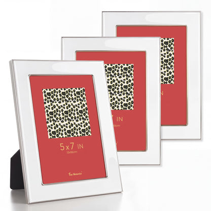 Fun Memories 4x6 Enamel Picture Frame with HD-Tempered Glass, Gold Metal Edge with Easel, Vertical & Horizontal Display, Wall and Tabletop Display Family Photo Gallery (White Enamel,1P)