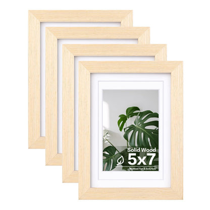 Egofine 8x10 Picture Frames Set of 4, Made of Solid Wood Covered by Plexiglass 4x6 and 5x7 with Mat or 8x10 without Mat, for Table Top Display and Wall Mounting Photo Frame Black