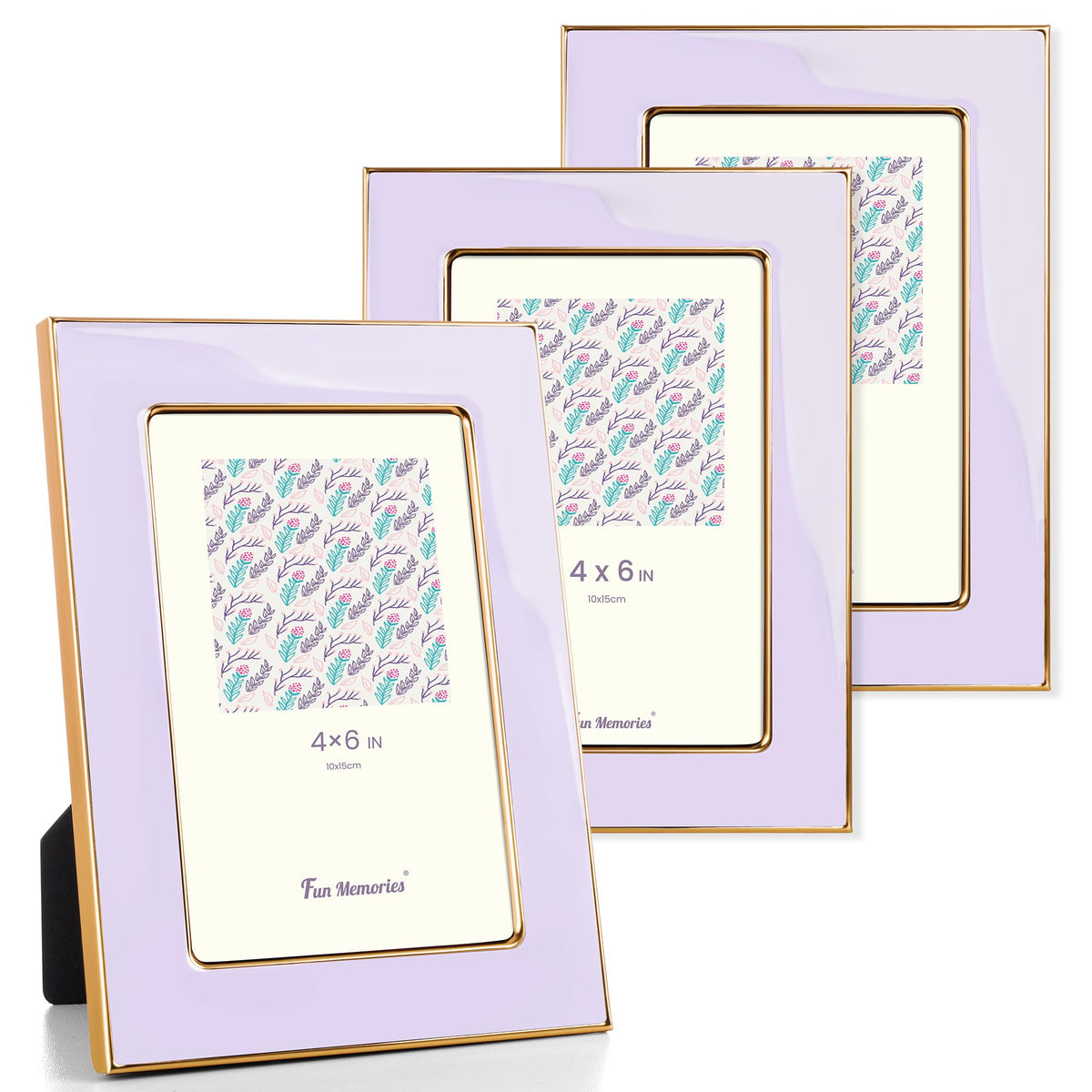 Fun Memories 4x6 Enamel Picture Frame with HD-Tempered Glass, Gold Metal Edge with Easel, Vertical & Horizontal Display, Wall and Tabletop Display Family Photo Gallery (White Enamel,1P)