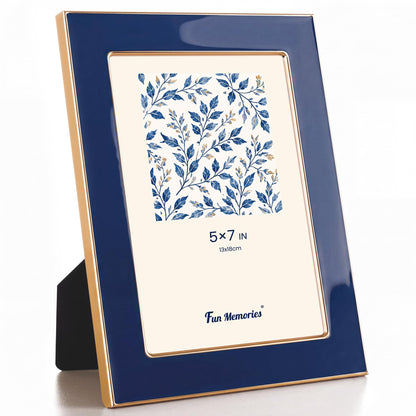 Fun Memories 4x6 Enamel Picture Frame with HD-Tempered Glass, Gold Metal Edge with Easel, Vertical & Horizontal Display, Wall and Tabletop Display Family Photo Gallery (White Enamel,1P)