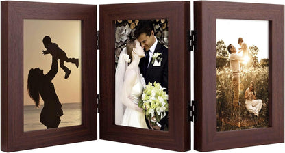 Golden State Art, 5x7 Triple Picture Frame Black- Real Glass, 1 Pack