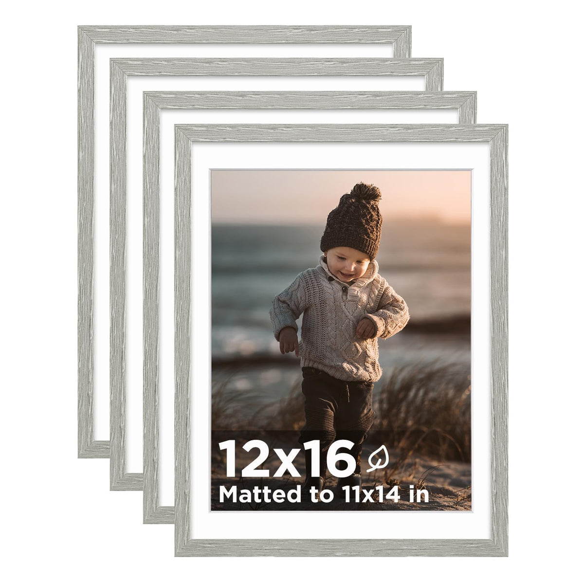 KINLINK 5x7 Picture Frames, Mix Color Photo Frames with Plexiglass for Picture 4x6 with Mat or 5x7 without Mat, Composite Wood Picture Frames for Table Top and Wall Mounting, Set of 4
