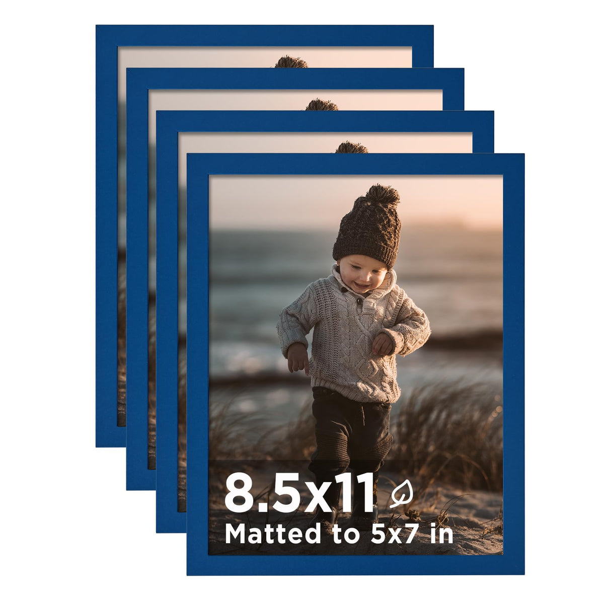 KINLINK 5x7 Picture Frames, Mix Color Photo Frames with Plexiglass for Picture 4x6 with Mat or 5x7 without Mat, Composite Wood Picture Frames for Table Top and Wall Mounting, Set of 4