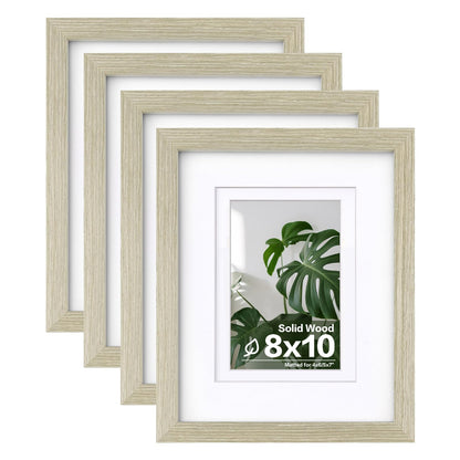 Egofine 8x10 Picture Frames Set of 4, Made of Solid Wood Covered by Plexiglass 4x6 and 5x7 with Mat or 8x10 without Mat, for Table Top Display and Wall Mounting Photo Frame Black