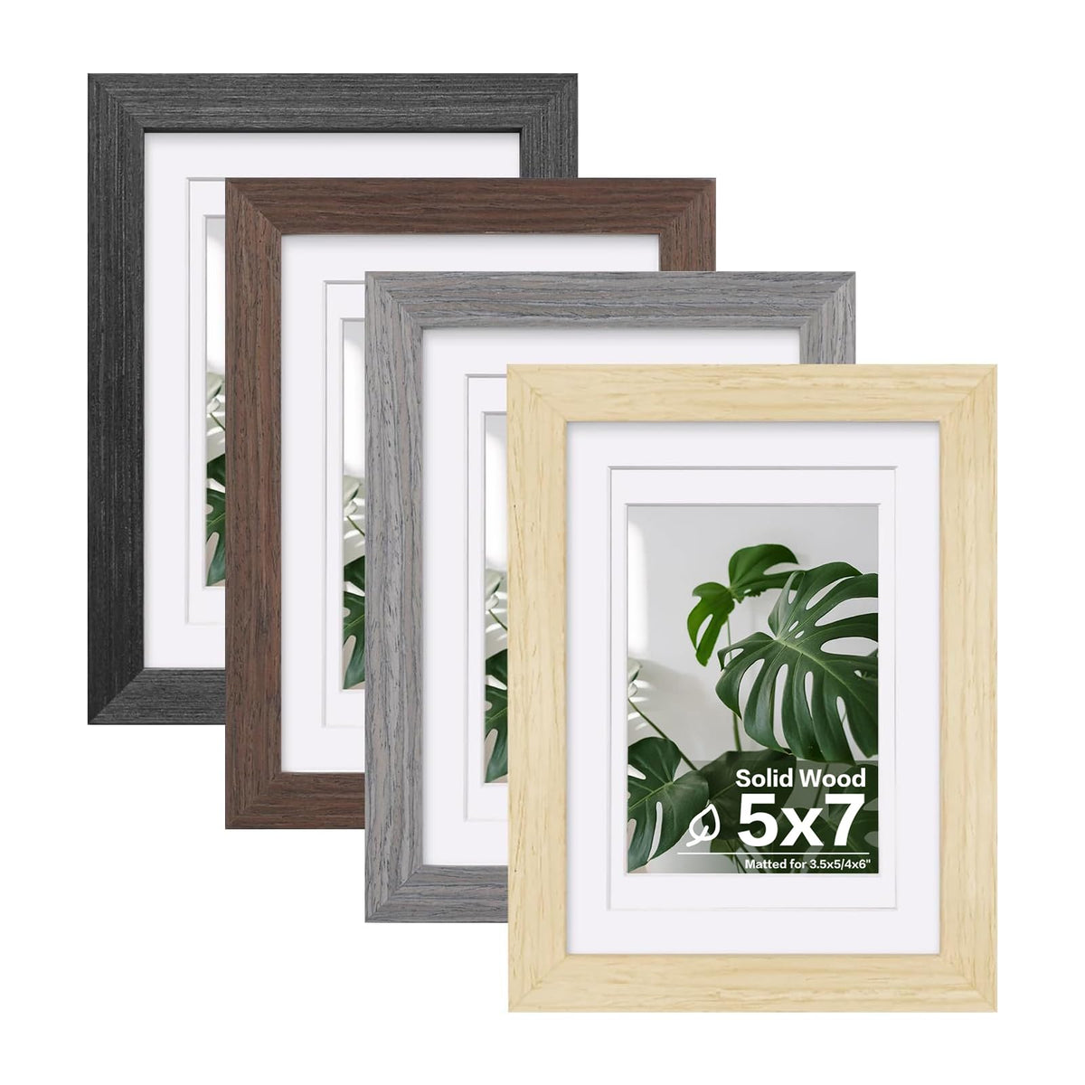 Egofine 8x10 Picture Frames Set of 4, Made of Solid Wood Covered by Plexiglass 4x6 and 5x7 with Mat or 8x10 without Mat, for Table Top Display and Wall Mounting Photo Frame Black