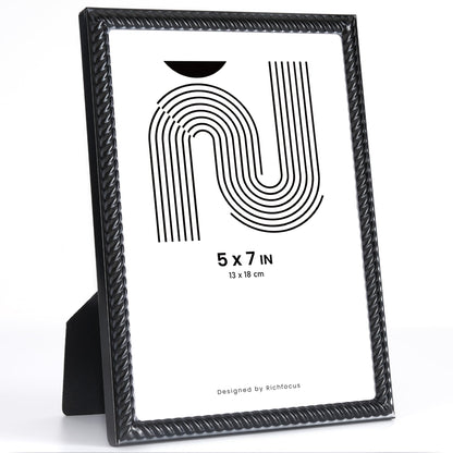 RICHFOCUS Zinc Alloy Gold Wave Design Picture Frame, 4x6 Metal Photo Frame with Mat for 3.5x5, Black Velvet Back & Real Glass Front, Display for Desktop & Wall Hanging Vertically or Horizontally