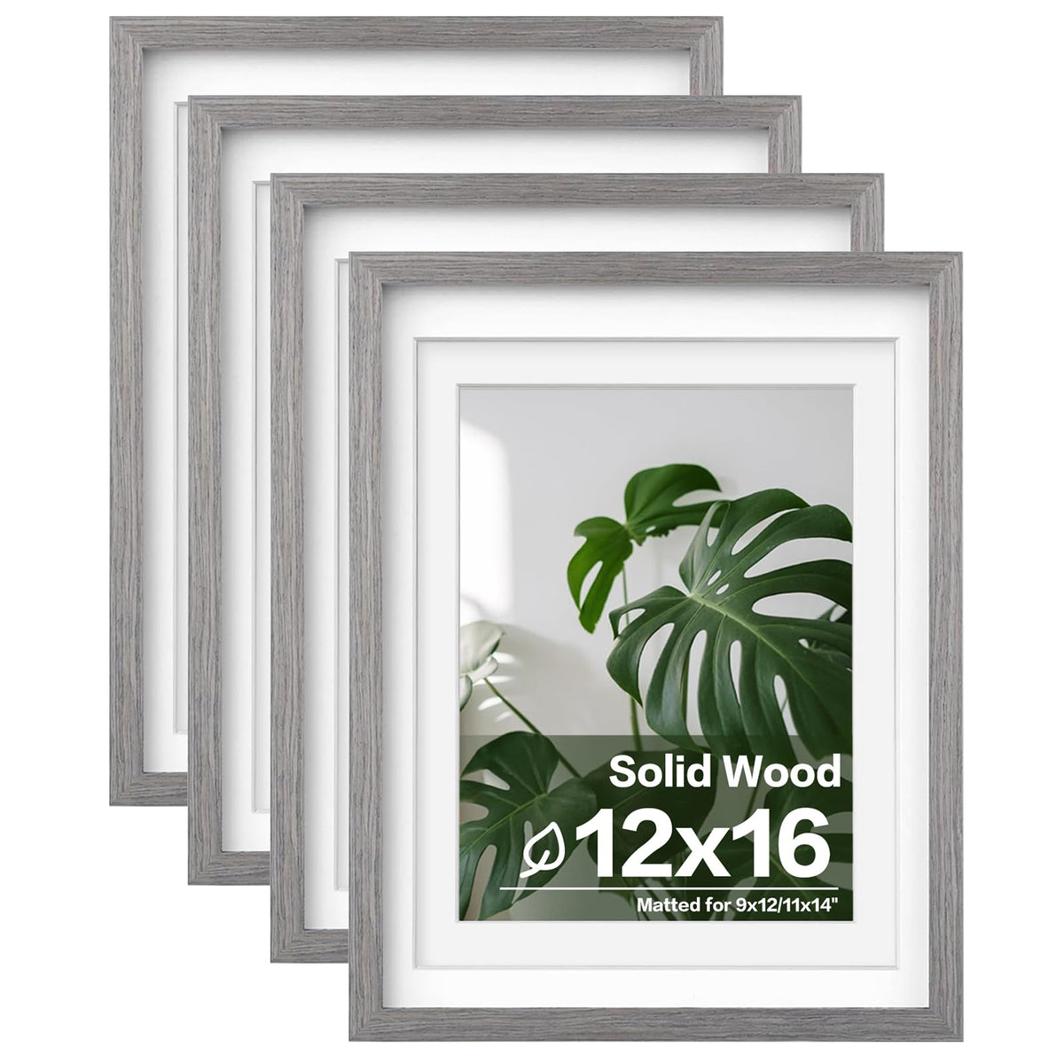 Egofine 8x10 Picture Frames Set of 4, Made of Solid Wood Covered by Plexiglass 4x6 and 5x7 with Mat or 8x10 without Mat, for Table Top Display and Wall Mounting Photo Frame Black